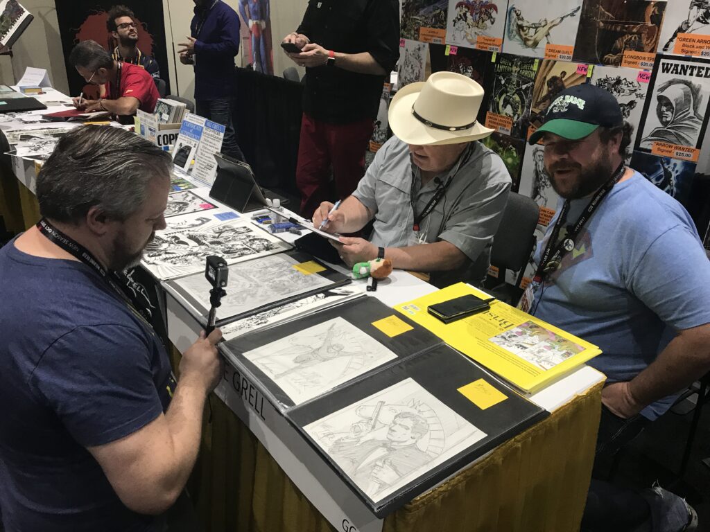 John recording the interview of Mike Grell at SDCC 2017.